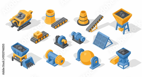 Industrial Machinery Equipment 3D Rendered Collection.