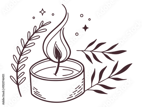 Warm candlelight with soothing leaves and sparks ambiance