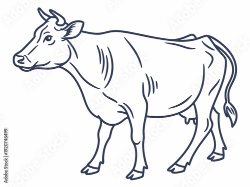 Simple line art illustration of a cow