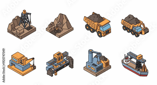 Collection of Various Industrial Machines and Vehicles.