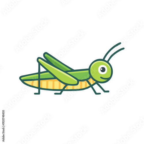 A cute grasshopper with big eyes and a friendly smile, perfectly representing the vitality of nature