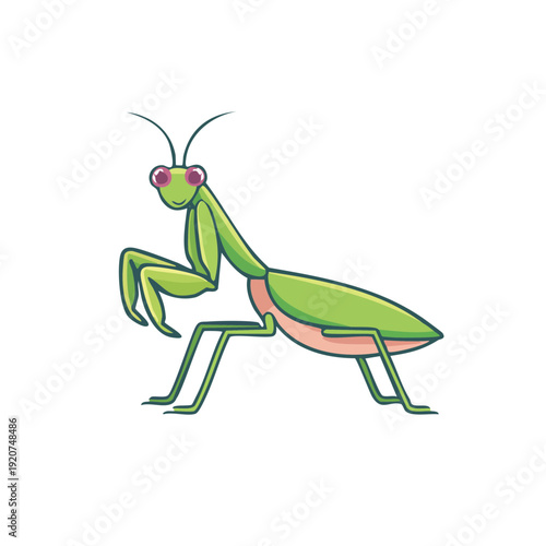 A captivating Praying Mantis in a vibrant green hue, striking a pose