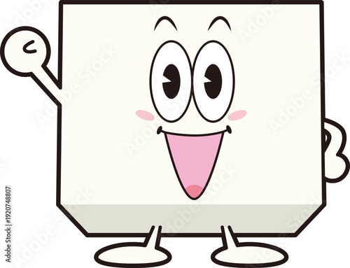 拳を上げている豆腐のキャラクター