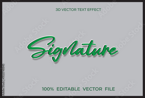 Signature Editable Text Effect Template, Handwritten 3d style text effect 