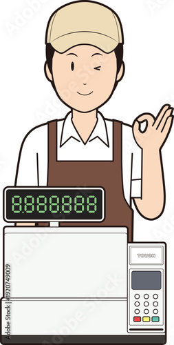 レジスターと男性カフェ店員⑦