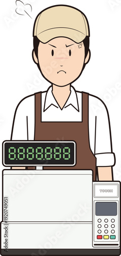 レジスターと男性カフェ店員⑥