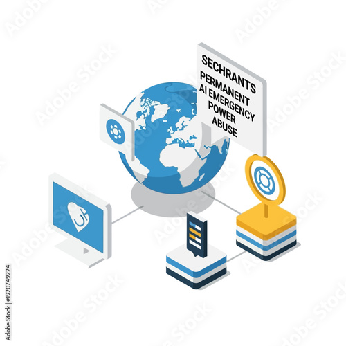 Global network with secure data storage and emergency power supply.