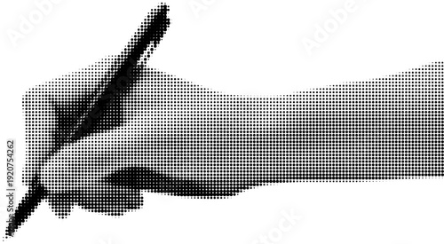 The Penmanship: A focused shot showcases a hand, firmly gripping a pen, poised to write, capture the act of penmanship and precision.