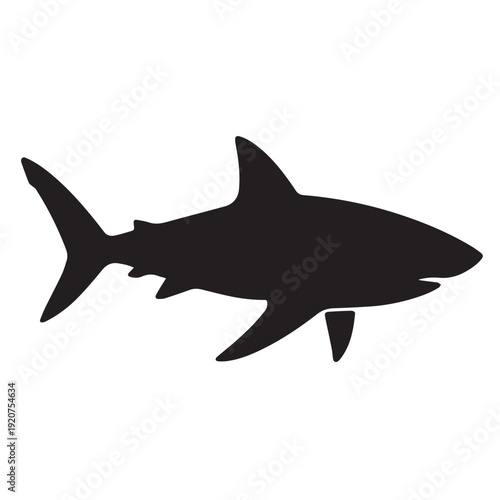 Cartoon blue shark predator vector illustration isolated on a white background featuring a sharp fin and dangerous marine jaws swimming in the deep sea water wildlife