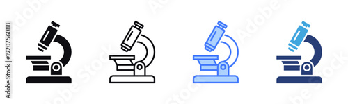 Clinical Microscope icon sheet multiple style collection