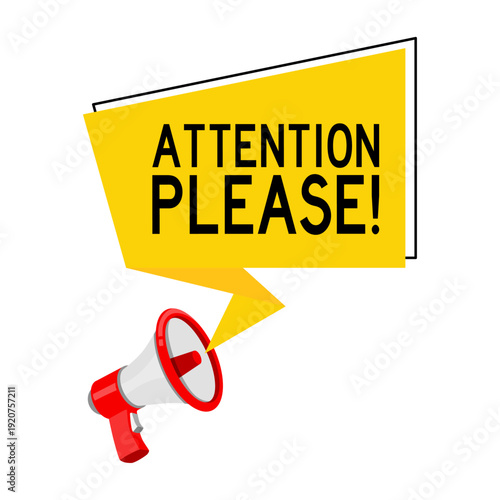 Megaphone and Speech Bubble Attention Please Announcement