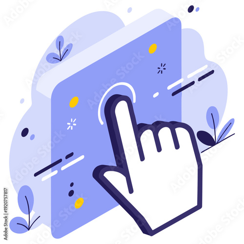Hand clicking button icon with abstract design elements