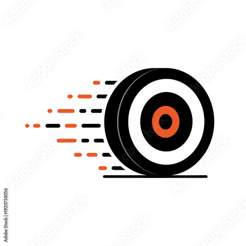 A modern graphic design of a target with motion lines
