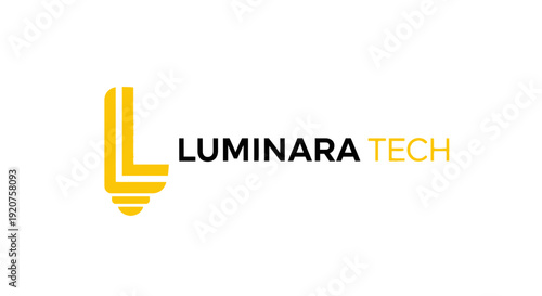 Yellow L Letter Forming a Lightbulb Logo for Lighting and Smart Technology, isolated white background
