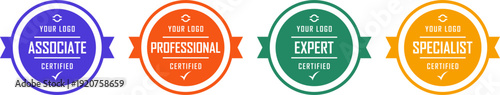 Certified Training Badge Logo Set – Colorful Certificate Approval Seal, Criteria-Based Company Accreditation Vector Template Bundle