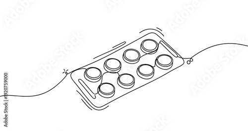 Monochrome line art of chocolate box on strings with doodles. No editable strokes