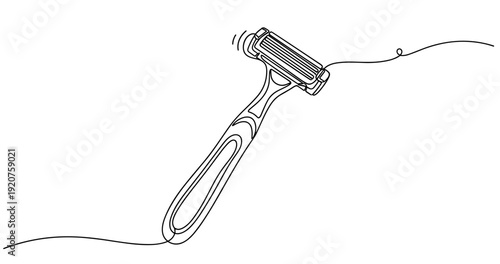 Illustration of razor cutting hair with precision. No editable strokes