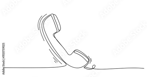 One-line art of vintage telephone receiver in motion sketch. No editable strokes
