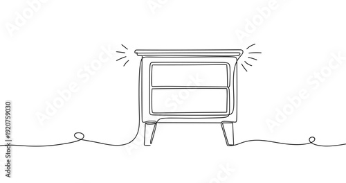 Minimalist line art of a vintage television. No editable strokes