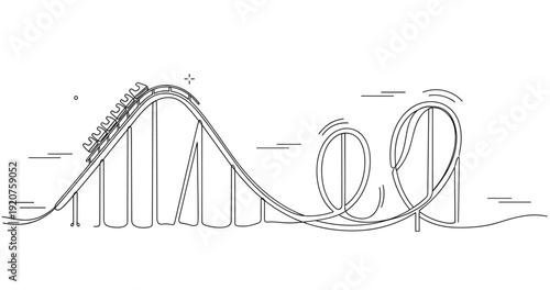 Minimalistic roller coaster design with loops and hills. No editable strokes