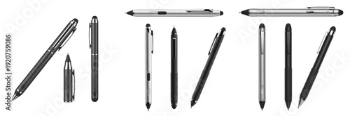 Quadro su tela Set and collection of professional silver and black ballpoint pens and digital s