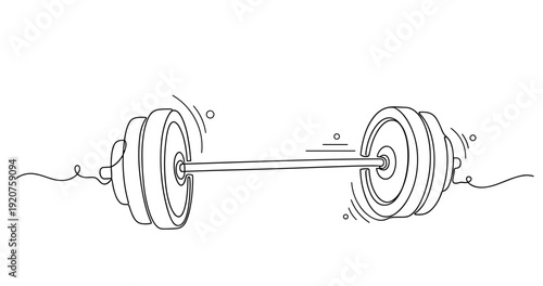 Sketch illustration of barbell with vibrating motion lines. No editable strokes