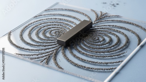Magnetic field lines around a bar magnet on iron filings