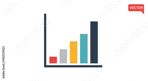 Colorful bar chart graph vector.
