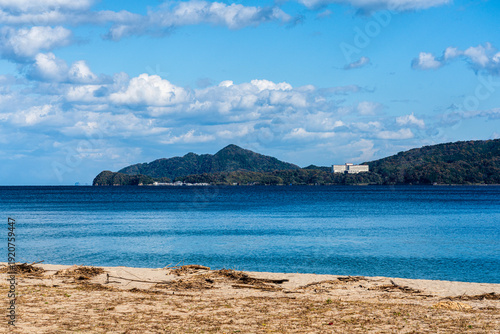 Stunning view in Amanohashidate on a sunny day. Monju, Miyazu, Kyoto, Japan.