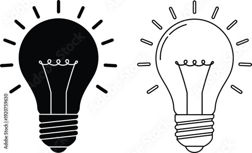 Contrasting light bulbs symbolizing ideas and innovation
