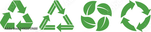 Recycling symbol made of green leaves and arrows