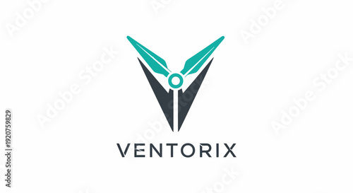 Ventorix logo design with stylized wings and abstract elements.