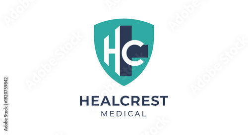 Healcrest Medical Logo Design with Shield Emblem.