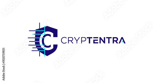 Cryptentra Logo Design with Shield and Letter C.