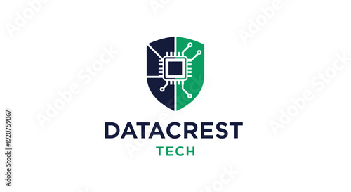 Datacrest Tech Logo with Shield and Circuit Design.
