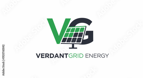 Verdant Grid Energy Logo with Solar Panel Design.