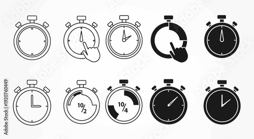 Stopwatch icon set featuring multiple time progress variations.