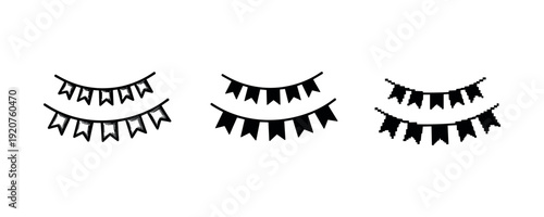 Black and white pennant strings in various styles