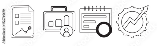 Collection of business and office supply icons