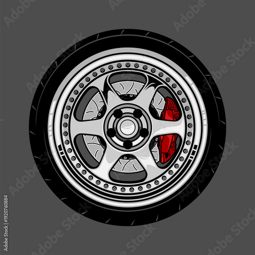Car wheel vector illustration for conceptual design.