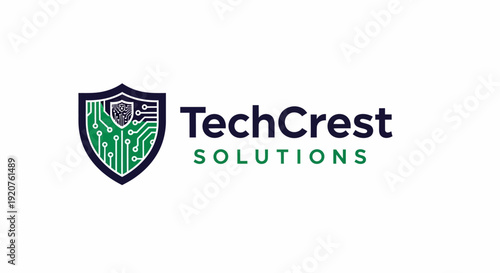 TechCrest Solutions logo with shield and crest design.