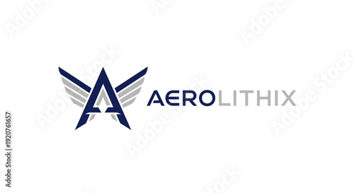 Aerolithix logo design with stylized letter A and wings.