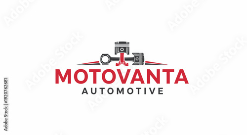 Motovanta Automotive Logo Design with Piston and Connecting Rod.