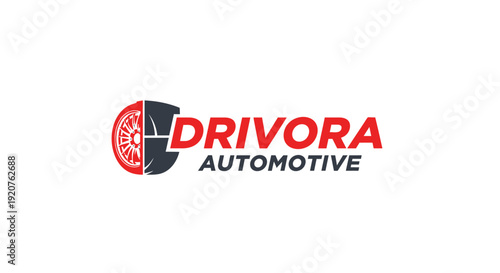 Drivora Automotive Logo Design with Red and Black Color Scheme.