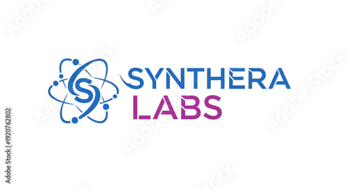 Synthera Labs logo with atom symbol and scientific theme.