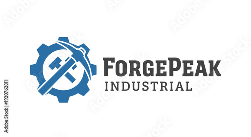 Forgepeak Industrial Logo Design with Gear and Hammer Elements.