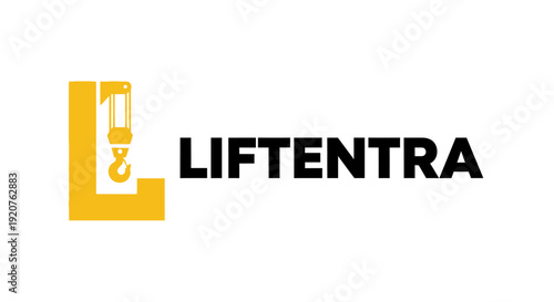 Liftentra logo design with crane and lifting equipment.