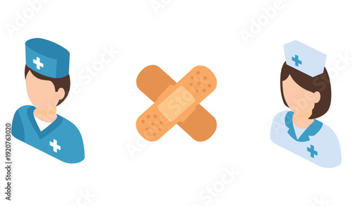 Healthcare professionals and medical care icons