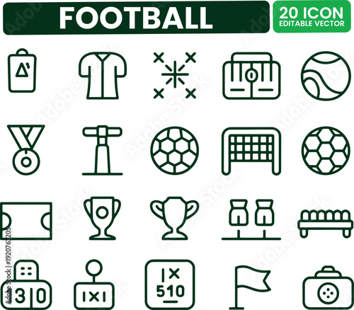 Football and Soccer Icon Set for World Cup 2026 Sport Tournament Strategy