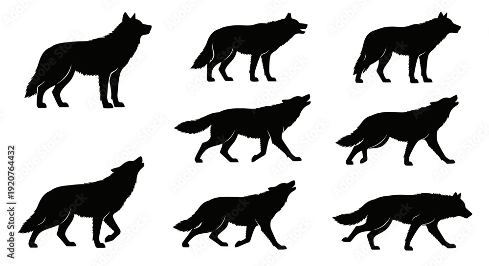 Obraz premium Wolf Silhouette Vector Collection